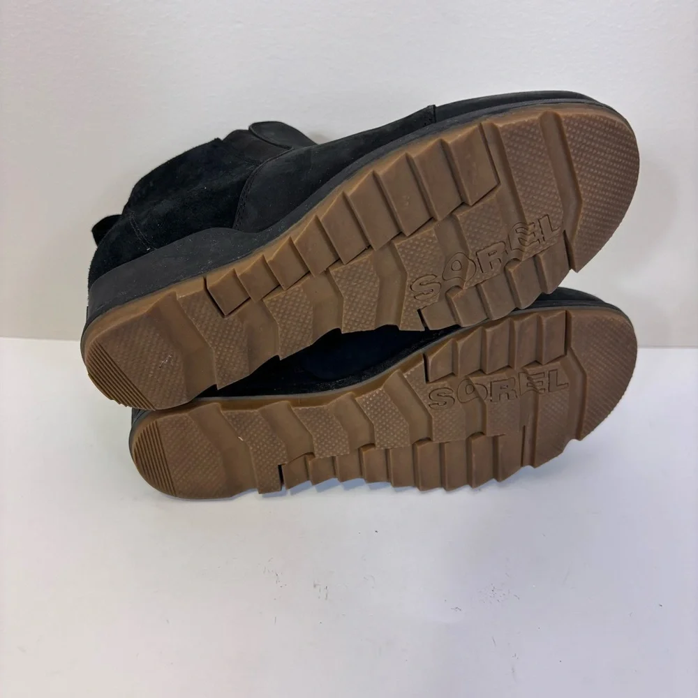 Sorel‎ Black Leather & Suede Wedge Ankle Booties 9